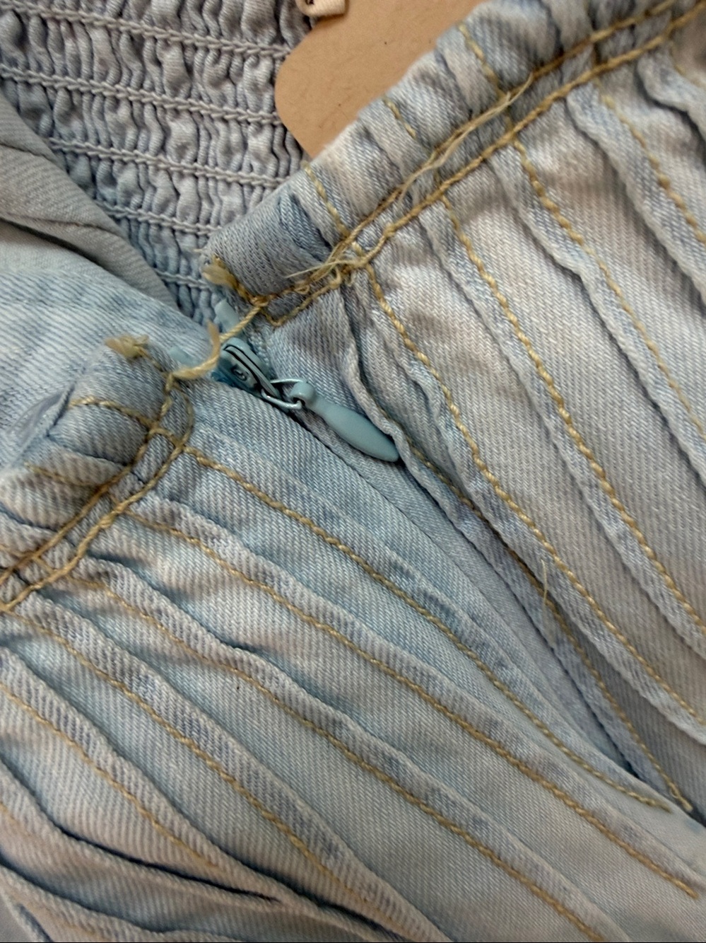 Anthropologie Pilcro Pintuck Basque Waist Button Front Maxi Skirt-Med-Chambray - Picture 5 of 9